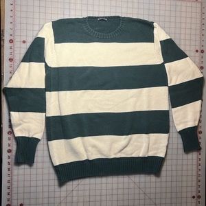 Brandy Melville | Green and White Striped Oversized Sweater